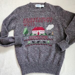 Vintage Northern Isles Schoolhouse Alphabet Novelty Wool Sweater